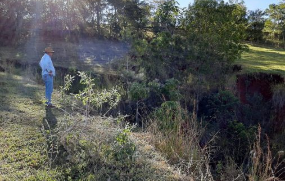 Recuperação de área degradada por erosão tipo voçoroca