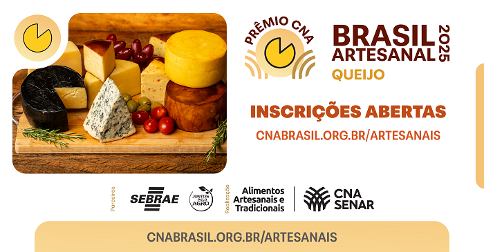 Inscrições para o Prêmio CNA Brasil Artesanal de Queijos terminam amanhã