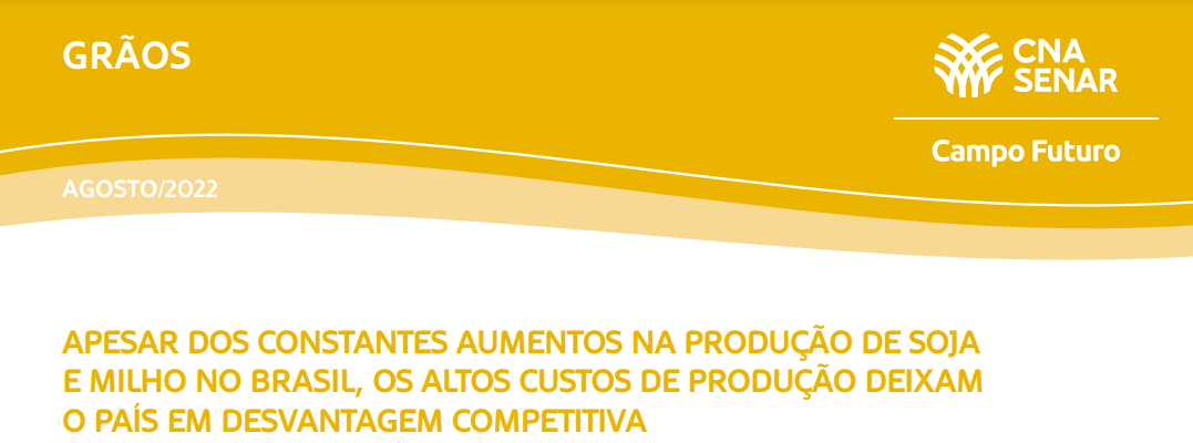 Apesar dos constantes aumentos na produção de soja e milho no Brasil, os altos custos de produção deixam o país em desvantagem competitiva